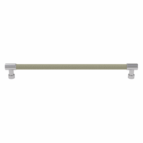 Hafele Handle, Zinc, Faux Leather, TAG Traditional, Matt aluminum/oyster, 256 mm CTC, Item# 111.95.425, 11195425, 111-95-425