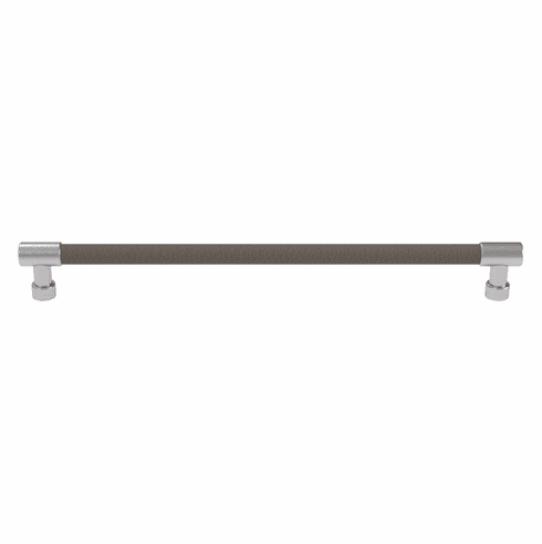 Hafele Handle, Zinc, Faux Leather, TAG Traditional, Matt aluminum/pewter, 256 mm CTC, Item# 111.95.426, 11195426, 111-95-426