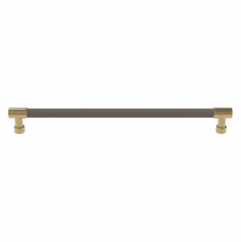 Hafele Handle, Zinc, Faux Leather, TAG Traditional, Matt gold/pewter, 256 mm CTC, Item# 111.95.429, 11195429, 111-95-429