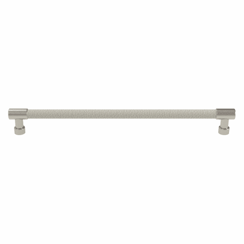 Hafele Handle, Zinc, Faux Leather, TAG Traditional, Matt nickel/winter, 256 mm CTC, Item# 111.95.430, 11195430, 111-95-430
