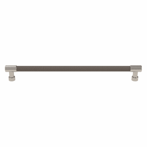 Hafele Handle, Zinc, Faux Leather, TAG Traditional, Matt nickel/pewter, 256 mm CTC, Item# 111.95.432, 11195432, 111-95-432