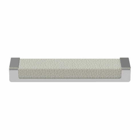 Hafele Handle, Zinc, Faux Leather, TAG Minimalist, Chrome/winter, 128 mm CTC, Item# 111.95.439, 11195439, 111-95-439