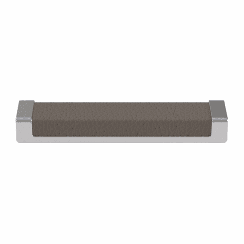Hafele Handle, Zinc, Faux Leather, TAG Minimalist, Chrome/pewter, 128 mm CTC, Item# 111.95.441, 11195441, 111-95-441