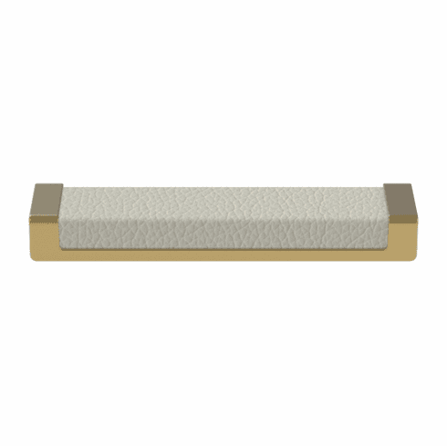 Hafele Handle, Zinc, Faux Leather, TAG Minimalist, Matt gold/winter, 128 mm CTC, Item# 111.95.445, 11195445, 111-95-445