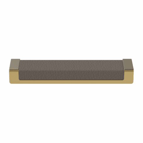 Hafele Handle, Zinc, Faux Leather, TAG Minimalist, Matt gold/pewter, 128 mm CTC, Item# 111.95.447, 11195447, 111-95-447