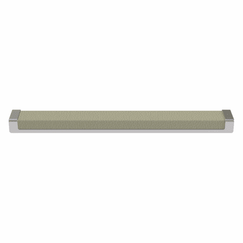 Hafele Handle, Zinc, Faux Leather, TAG Minimalist, Chrome/oyster, 256 mm CTC, Item# 111.95.458, 11195458, 111-95-458
