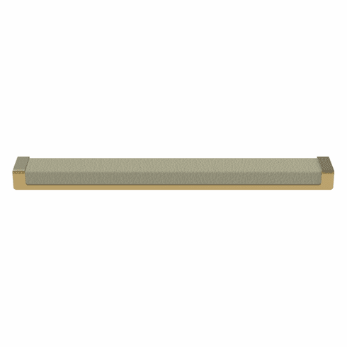 Hafele Handle, Zinc, Faux Leather, TAG Minimalist, Matt gold/oyster, 256 mm CTC, Item# 111.95.464, 11195464, 111-95-464
