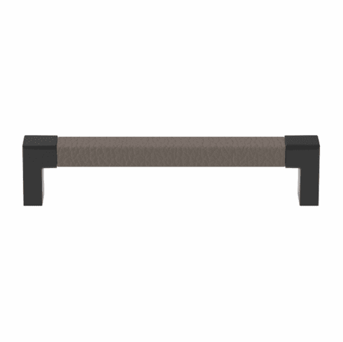 Hafele Handle, Zinc, Faux Leather, TAG Modern, Black/pewter, 128 mm CTC, Item# 111.95.474, 11195474, 111-95-474