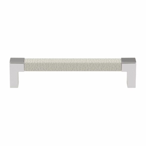 Hafele Handle, Zinc, Faux Leather, TAG Modern, Chrome/winter, 128 mm CTC, Item# 111.95.475, 11195475, 111-95-475