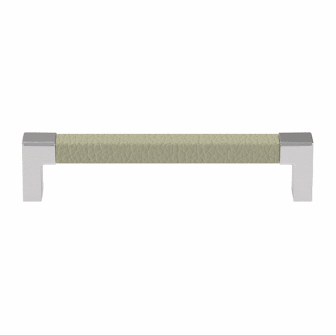 Hafele Handle, Zinc, Faux Leather, TAG Modern, Matt aluminum/oyster, 128 mm CTC, Item# 111.95.479, 11195479, 111-95-479
