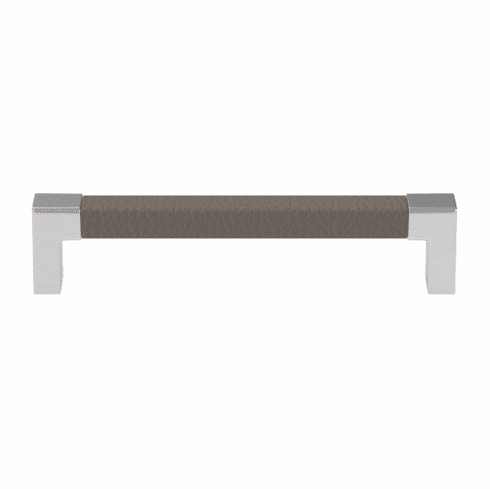 Hafele Handle, Zinc, Faux Leather, TAG Modern, Matt aluminum/pewter, 128 mm CTC, Item# 111.95.480, 11195480, 111-95-480