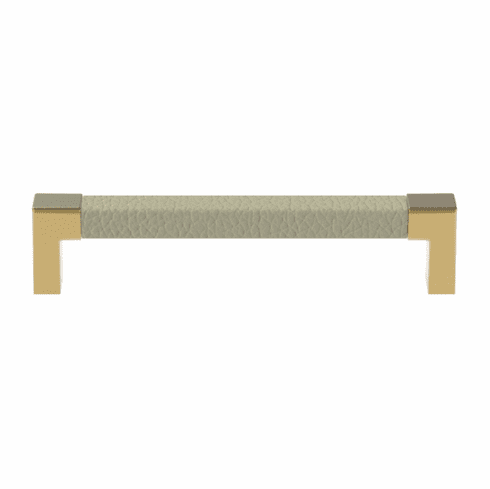 Hafele Handle, Zinc, Faux Leather, TAG Modern, Matt gold/oyster, 128 mm CTC, Item# 111.95.482, 11195482, 111-95-482