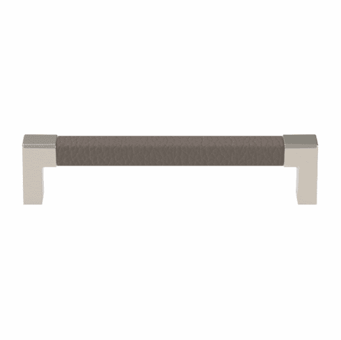 Hafele Handle, Zinc, Faux Leather, TAG Modern, Matt nickel/pewter, 128 mm CTC, Item# 111.95.486, 11195486, 111-95-486
