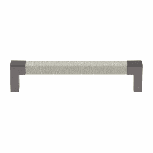 Hafele Handle, Zinc, Faux Leather, TAG Modern, Slate/graphite/winter, 128 mm CTC, Item# 111.95.487, 11195487, 111-95-487