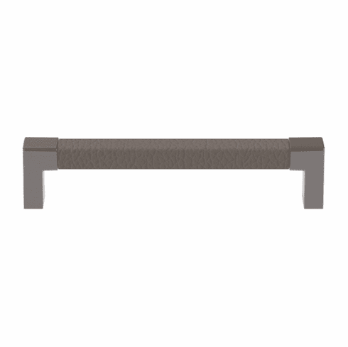 Hafele Handle, Zinc, Faux Leather, TAG Modern, Slate/graphite/pewter, 128 mm CTC, Item# 111.95.489, 11195489, 111-95-489
