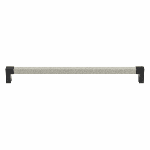 Hafele Handle, Zinc, Faux Leather, TAG Modern, Black/winter, 256 mm CTC, Item# 111.95.490, 11195490, 111-95-490