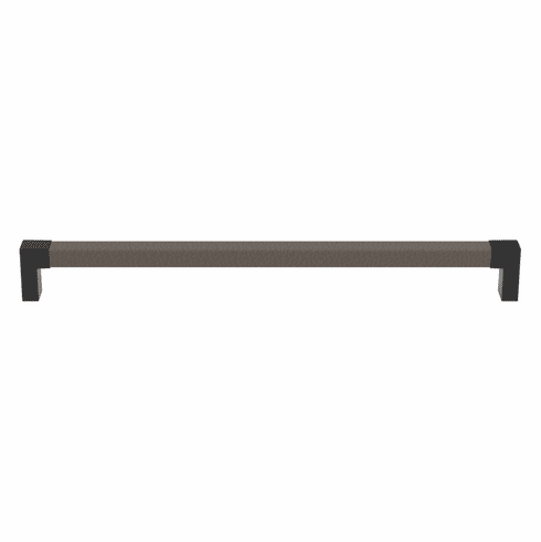 Hafele Handle, Zinc, Faux Leather, TAG Modern, Black/pewter, 256 mm CTC, Item# 111.95.492, 11195492, 111-95-492