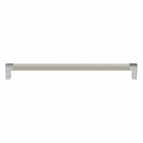 Hafele Handle, Zinc, Faux Leather, TAG Modern, Chrome/winter, 256 mm CTC, Item# 111.95.493, 11195493, 111-95-493