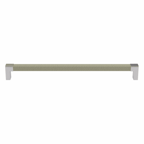 Hafele Handle, Zinc, Faux Leather, TAG Modern, Chrome/oyster, 256 mm CTC, Item# 111.95.494, 11195494, 111-95-494