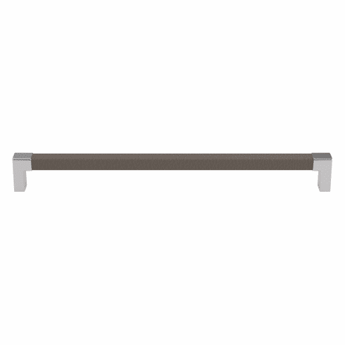 Hafele Handle, Zinc, Faux Leather, TAG Modern, Chrome/pewter, 256 mm CTC, Item# 111.95.495, 11195495, 111-95-495