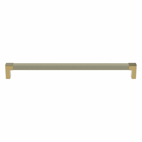 Hafele Handle, Zinc, Faux Leather, TAG Modern, Matt gold/oyster, 256 mm CTC, Item# 111.95.500, 11195500, 111-95-500