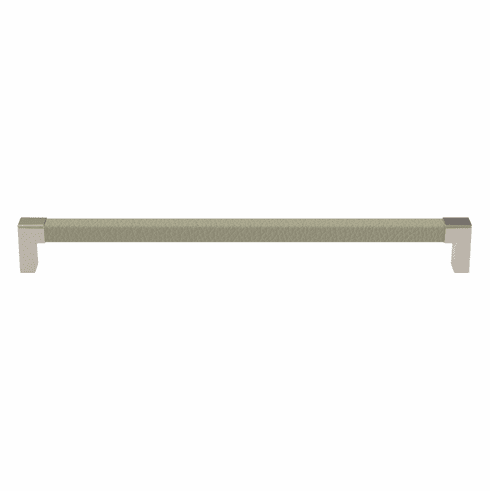Hafele Handle, Zinc, Faux Leather, TAG Modern, Matt nickel/oyster, 256 mm CTC, Item# 111.95.503, 11195503, 111-95-503