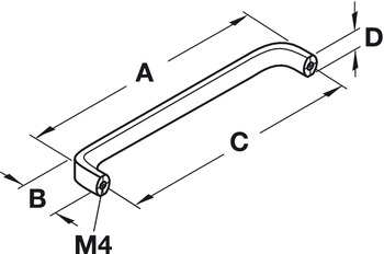 Hafele Handle, zinc, matt nickel, 103ZN08, M4, center to