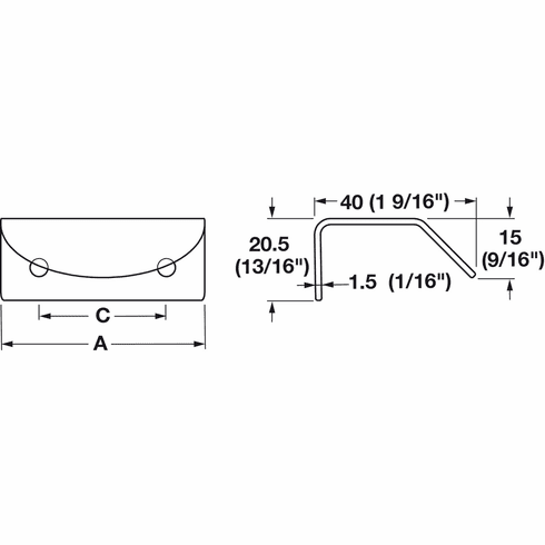 Hafele Inset Handle, 304 Stainless Steel, 16 mm CTC, Item# 124.03.030, 12403030, 124-03-030