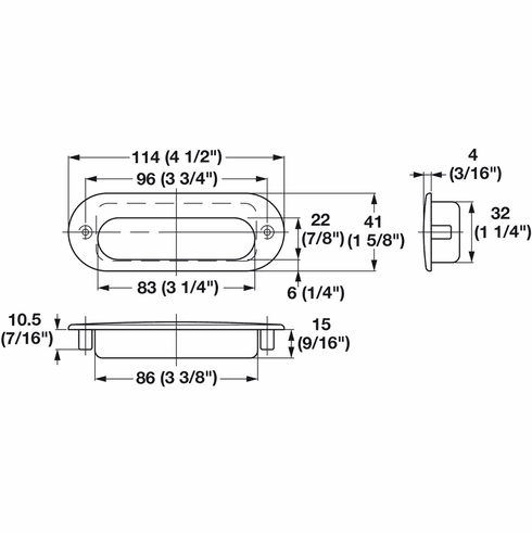 Hafele Inset Handle, 316 Stainless Steel, Satin, round, Item# 124.03.041, 12403041, 124-03-041