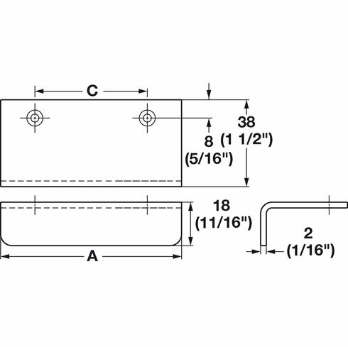 Hafele Handle, 304 Stainless Steel, Length: 95 mm, polished, Item# 124.03.051, 12403051, 124-03-051