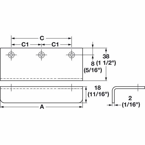 Hafele Handle, 304 Stainless Steel, Length: 120 mm, polished, Item# 124.03.052, 12403052, 124-03-052