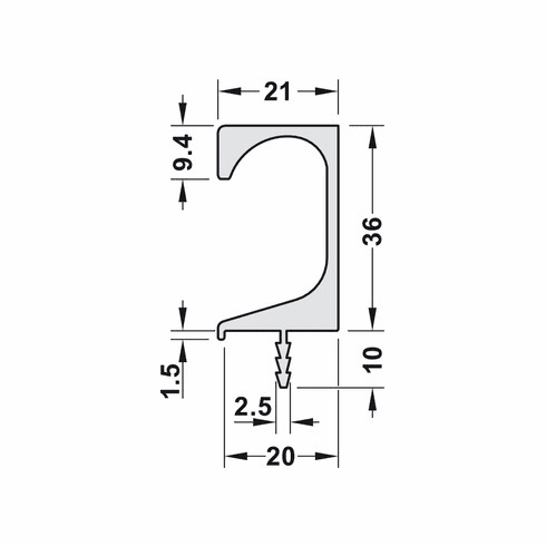 Hafele Continuous Handle, Aluminum, Matt black, Item# 126.27.310, 12627310, 126-27-310