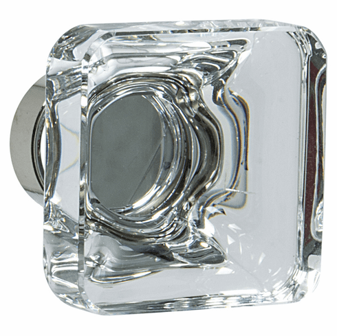 Hafele Knob, Aluminum & Synthetic Crystal, 35 x 35 mm, Amerock Glacio Collection, polished nickel & clear, Item# 133.50.120, 13350120, 133-50-120