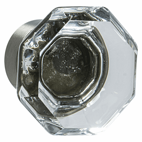 Hafele Knob, Zinc & Glass, Amerock Traditional Classics Collection, Clear & satin nickel, Item# 133.50.133, 13350133, 133-50-133
