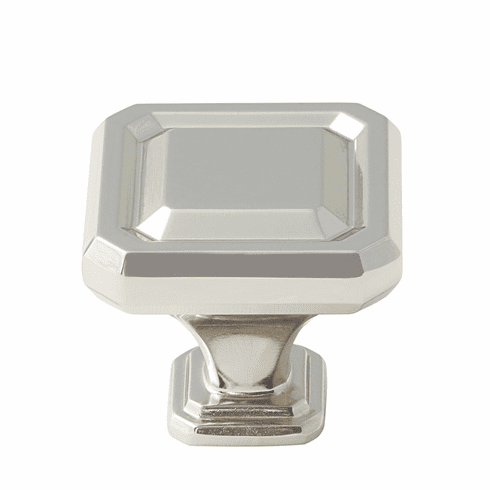 Hafele Knob, Zinc, Amerock Wells Collection, polished nickel, 38 x 38 mm, Item# 133.50.648, 13350648, 133-50-648