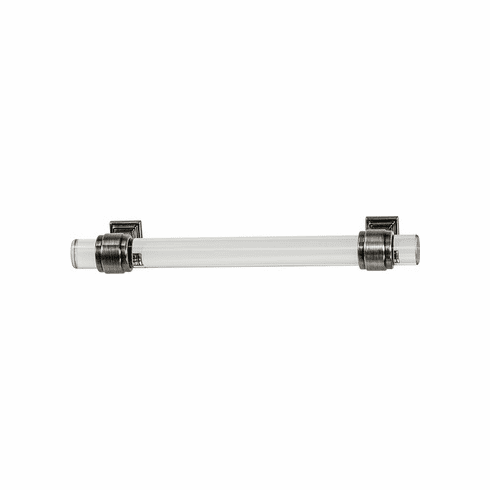 Hafele Handle, Zinc Alloy & Acrylic, Glacio Collection, Gunmetal & clear, 128 mm CTC, Item# 133.53.134, 13353134, 133-53-134