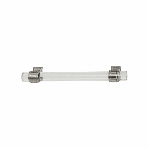 Hafele Handle, Zinc Alloy & Acrylic, Glacio Collection, Satin nickel, 128 mm CTC, Item# 133.53.141, 13353141, 133-53-141