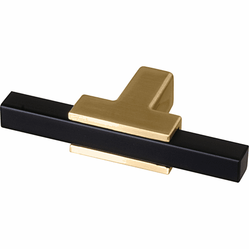 Hafele T-Knob, Zinc, Amerock Urbanite™ Collection, matt black / brushed gold, Item# 133.53.550, 13353550, 133-53-550