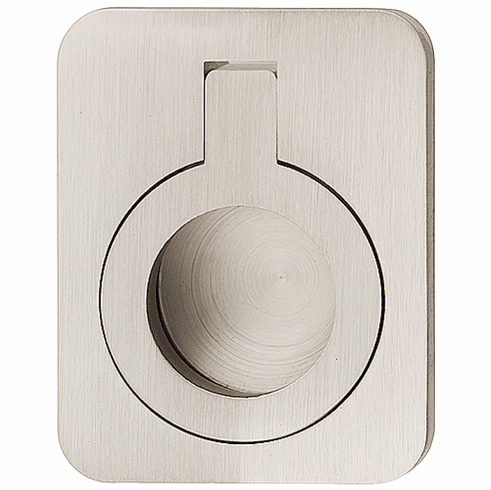 Hafele Inset Ring Handle, Brass, Campaign Collection, 47 x 60 mm (W x H), Brushed nickel, Item# 155.01.571, 15501571, 155-01-571