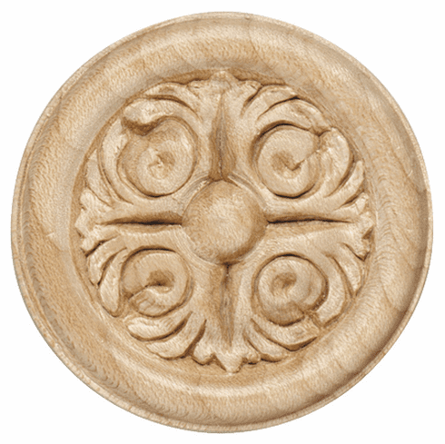 Hafele Onlay, Diameter: 2 1/8", Acanthus Collection, Maple, Item# 194.78.150, 19478150, 194-78-150