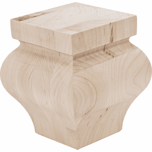 Hafele Bunn Foot, 4" x 3 5/8" x 3 5/8" (H x W x D), Hannover Collection, Maple, Item# 198.16.120, 19816120, 198-16-120