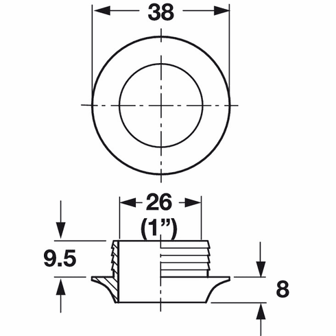 Hafele Round Rosette, for Push Button Knob, Brass, Matt nickel, Item# 229.11.320, 22911320, 229-11-320