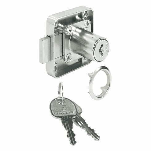 Hafele Dead Bolt Rim Lock, with Fixed Plate Cylinder, Standard Profile, Mounting: Drawer, Item# 232.27.720, 23227720, 232-27-720