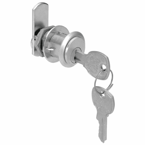 Hafele Cam Lock, C8102 and C8103 Series, Keyed Different, National Lock - High Security, Brushed chrome, lipped/overlay, 1 3/16" (30 mm), Item# 235.10.300, 23510300, 235-10-300