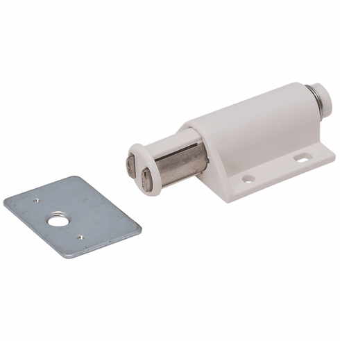 Hafele Magnetic Pressure Push Latch, 0.5 kg Pull, White, Item# 245.60.807, 24560807, 245-60-807
