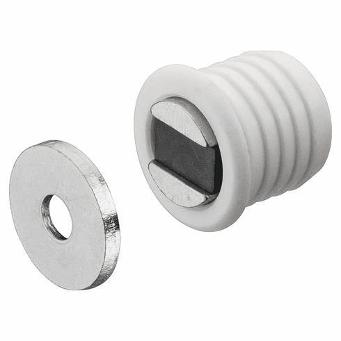 Hafele Magnetic Catch, 2.5–3.5 kg Pull, for 13.6 mm Drill Hole, For press fitting, White, Item# 246.19.702, 24619702, 246-19-702