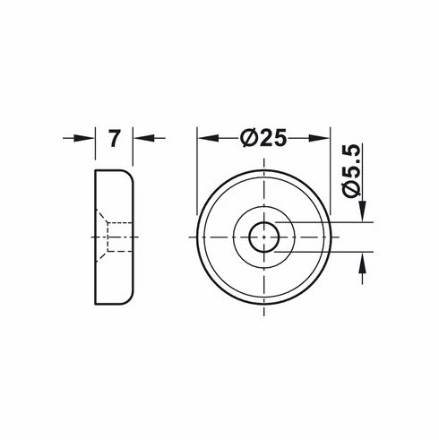 Hafele Magnetic Catch, 3.6 kg Pull, For metal cabinets