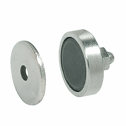 Hafele Magnetic Catch, 3 kg Pull, M5 Thread, For metal cabinets, magnet including counterplate, Item# 246.96.008, 24696008, 246-96-008