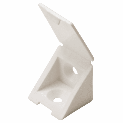 Hafele Angle Bracket, with Attached Cover Cap, Plastic, White, Item# 260.24.720, 26024720, 260-24-720