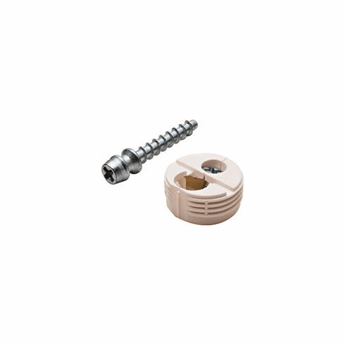 Hafele DC-25 Dowel/Cam Connector, with Zinc Alloy Bolt, DC-25, Ixconnect, White, Item# 261.95.700, 26195700, 261-95-700